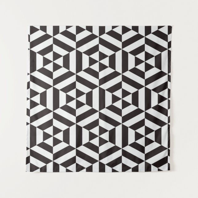 Abstraktes Muster des geometrischen Hexagon-Quatts Wandteppich (Vorderseite)