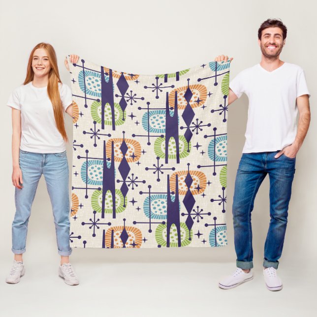 Abstraktes Muster des modernen Atomzeitalters Mitt Fleecedecke (Beispiel)