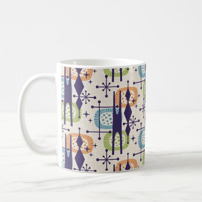 Abstraktes Muster des modernen Atomzeitalters Mitt Kaffeetasse (Links)