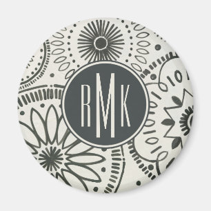 Abstraktes Muster des Monogramm-  Kami Magnet