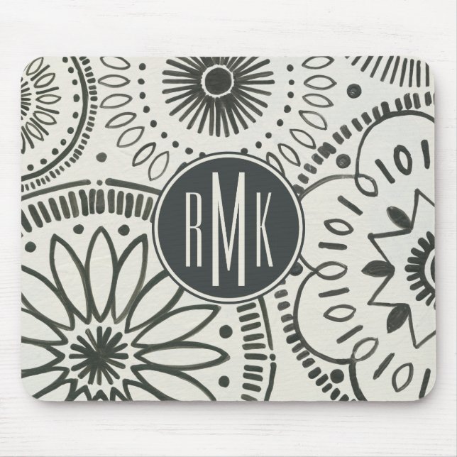 Abstraktes Muster des Monogramm-| Kami Mousepad (Vorne)
