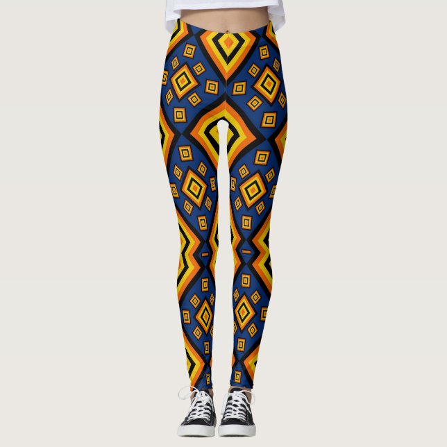 Abstraktes Muster digitaler Geometrie Leggings (Vorderseite)