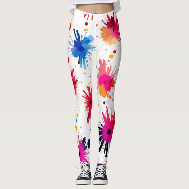 Abstraktes Muster für einen lebendigen Burst Leggings (Vorderseite)