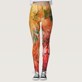 Abstraktes Muster für mehrfarbige Marble-Wirbel Leggings