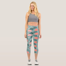 Abstraktes Muster für Sommerpastellmuster - Logo u Capri Leggings