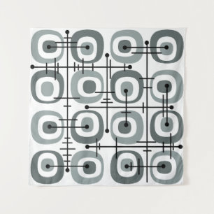 Abstraktes Muster Grau des MCM Mitteljahrhunderts Wandteppich