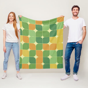 Abstraktes Muster Grün Orange Mitte des Jahrhunder Fleecedecke