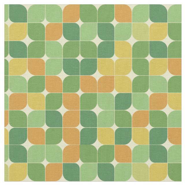 Abstraktes Muster Grün Orange Mitte des Jahrhunder Stoff (Nahaufnahme)