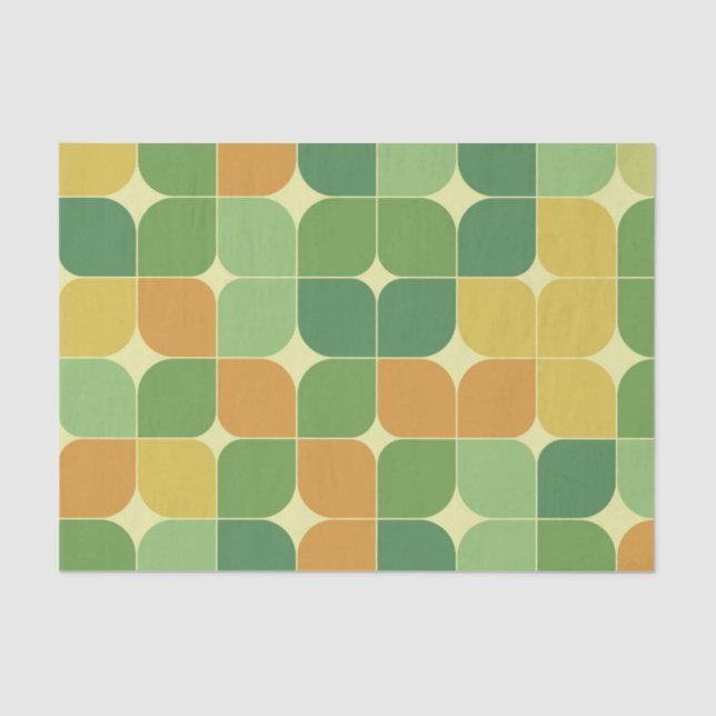 Abstraktes Muster, grün orange Seidenpapier (Vorderseite)