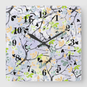 Abstraktes Muster, Herbstmuster Quadratische Wanduhr
