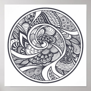 Abstraktes Muster im Zen-Doodle-Stil 2 Poster