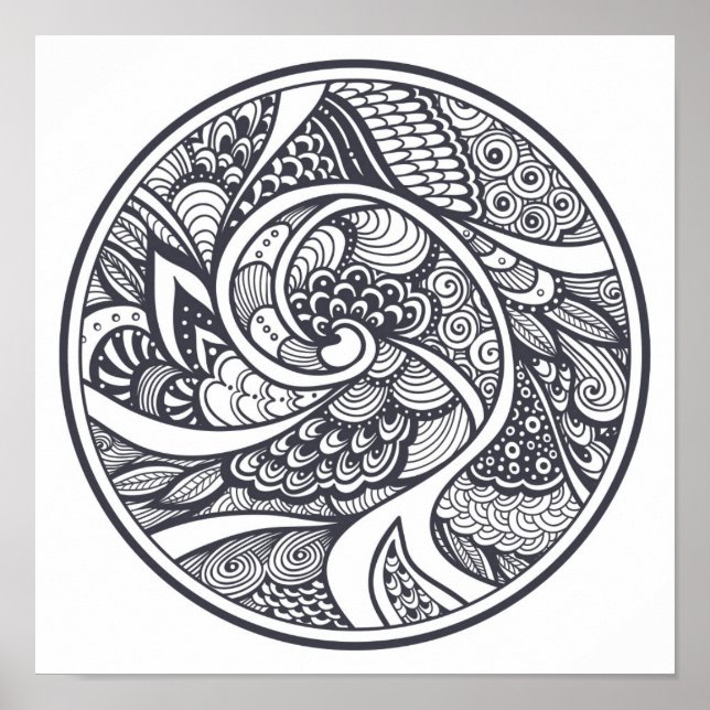 Abstraktes Muster im Zen-Doodle-Stil 2 Poster (Vorne)