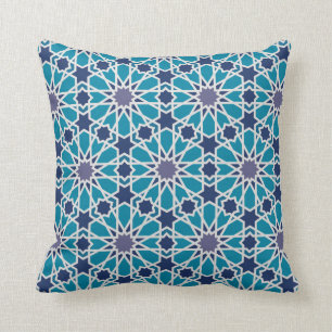 Abstraktes Muster in Blau und Grau Kissen