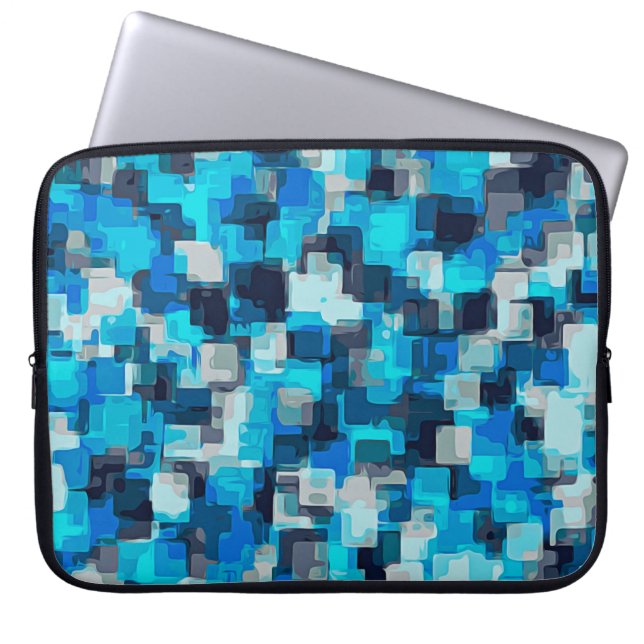 abstraktes Muster in blau und schwarz Laptopschutzhülle (Vorderseite)