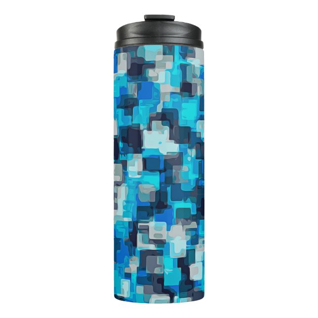 abstraktes Muster in blau und schwarz Thermosbecher (Vorderseite)