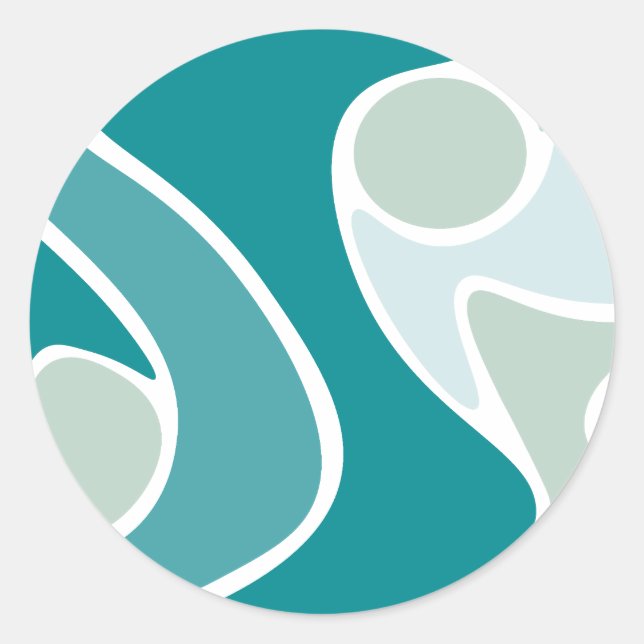 Abstraktes Muster in blauen Farbtönen Runder Aufkleber (Vorderseite)