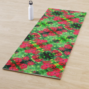 Abstraktes Muster in den roten Zinnia-Blume Yogamatte