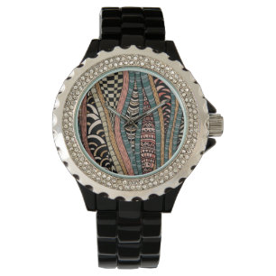 Abstraktes Muster in der ethnischen Art Armbanduhr