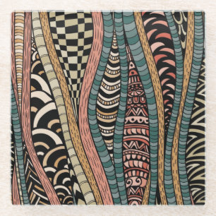 Abstraktes Muster in der ethnischen Art Glasuntersetzer