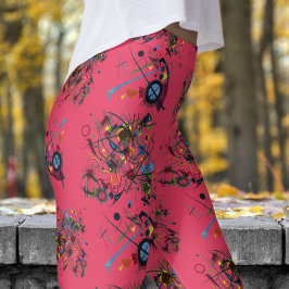 Abstraktes Muster in frisch rosa Leggings