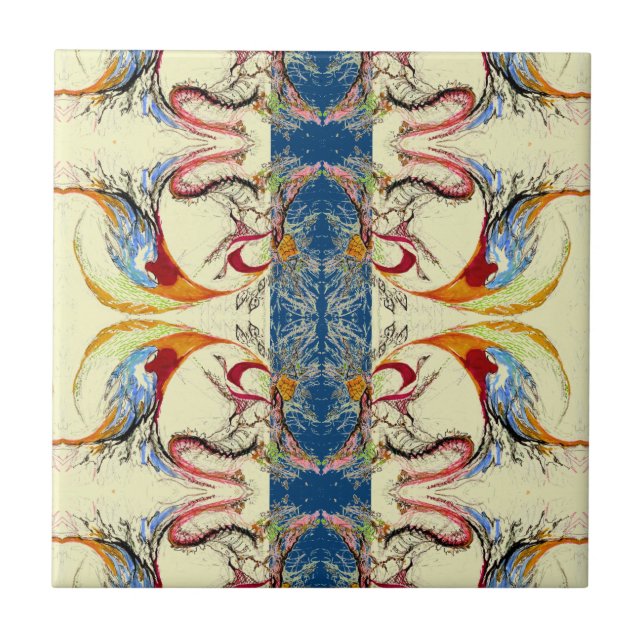 Abstraktes Muster in Handzeichnung Fliese (Vorderseite)