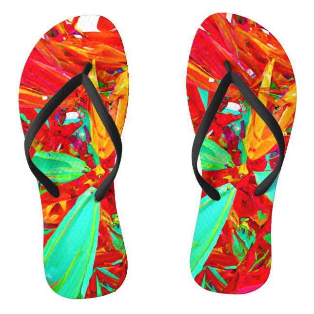 Abstraktes Muster in lebhaften Farben Flip Flops (Fußbett)