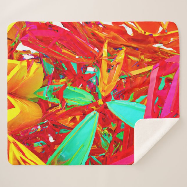 Abstraktes Muster in lebhaften Farben Sherpadecke (Vorderseite (Horizontal))