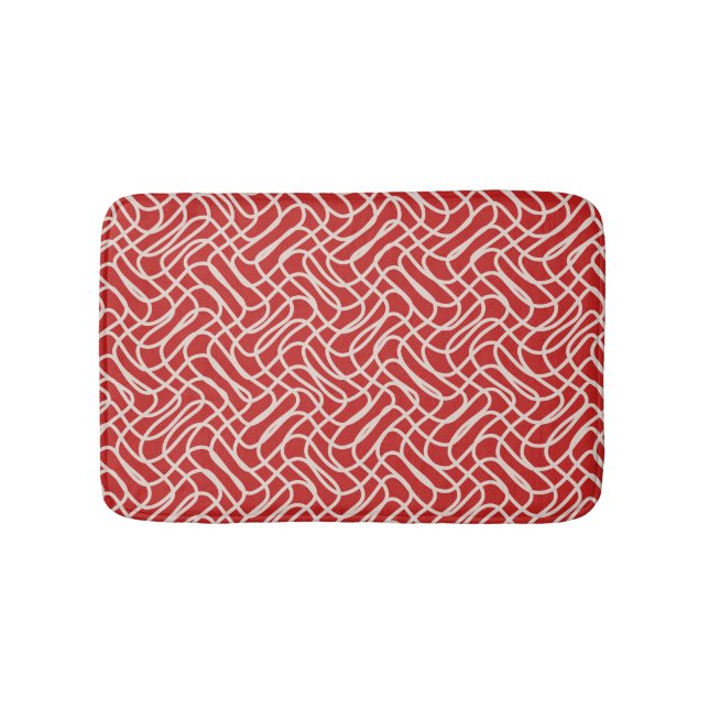 Abstraktes Muster in Rot und Creme Badematte (Vorderseite)