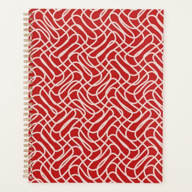 Abstraktes Muster in Rot und Creme Planer (Vorderseite)