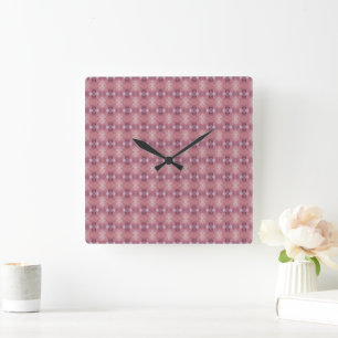 Abstraktes Muster in sanftem Rosa und Lila Quadratische Wanduhr