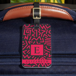 Abstraktes Muster in Schwarz-Rosa Gepäckanhänger