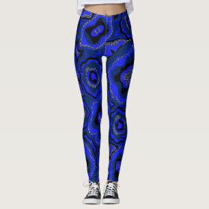 Abstraktes Muster in Schwarz und Indigoblau. Leggings