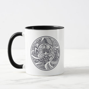 Abstraktes Muster in Zen-Gekritzel Art Tasse