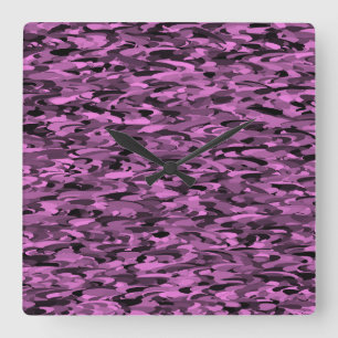 Abstraktes Muster Lila Quadratische Wanduhr