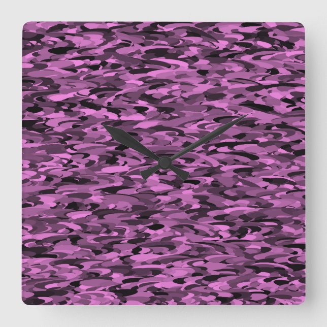 Abstraktes Muster Lila Quadratische Wanduhr (Vorderseite)