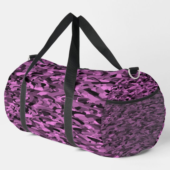 Abstraktes Muster Lila schwarze Duffeltasche Duffle Bag (Rechte Ecke)