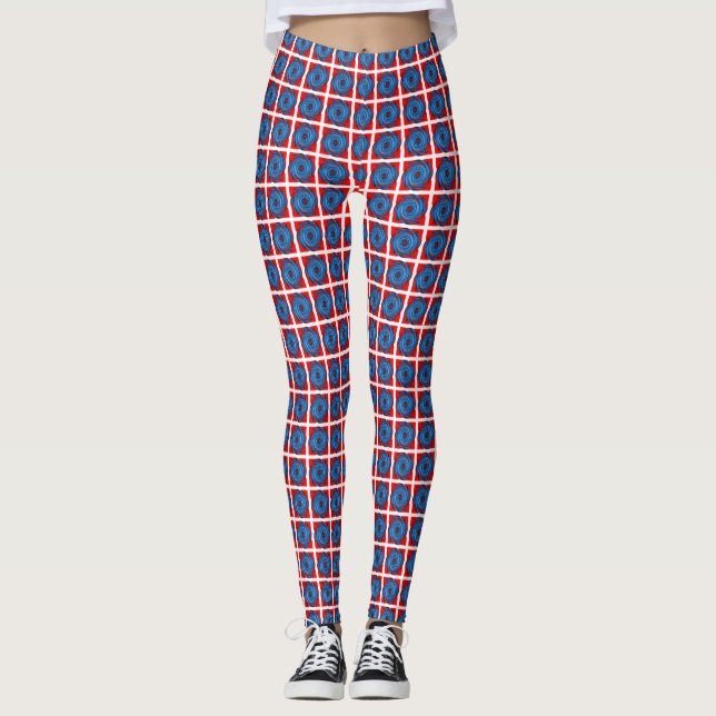 Abstraktes Muster mit blauem Swirl Leggings (Vorderseite)