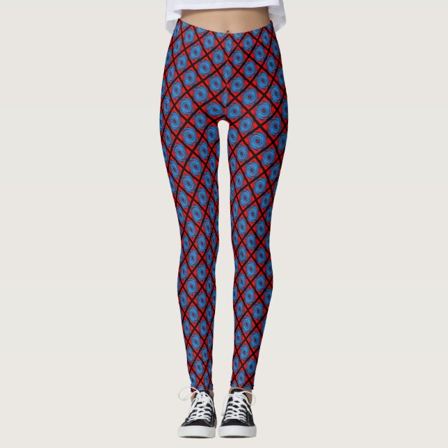 Abstraktes Muster mit blauem Swirl Leggings (Vorderseite)