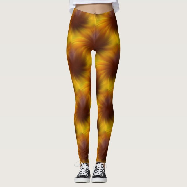Abstraktes Muster mit braunem Swirn Leggings (Vorderseite)