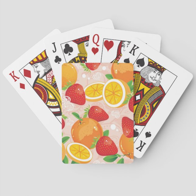 Abstraktes Muster mit Erdbeeren Spielkarten (Rückseite)