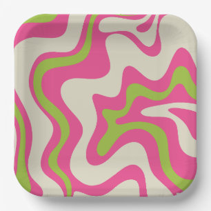 Abstraktes Muster mit flüssigem Swirl Retro-Muster Pappteller