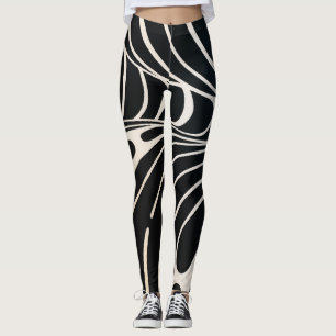 Abstraktes Muster mit schwarz-weißen Linien Leggings