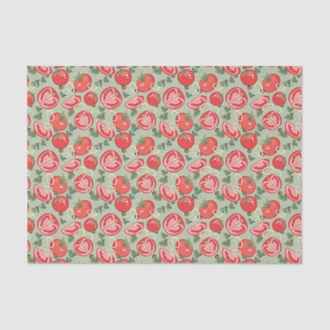 Abstraktes Muster mit Tomate Seidenpapier (Vorderseite)