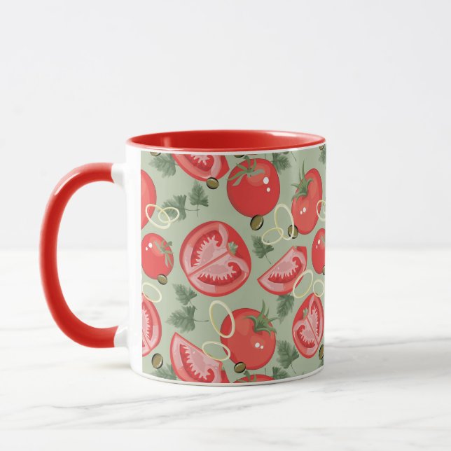Abstraktes Muster mit Tomate Tasse (Links)
