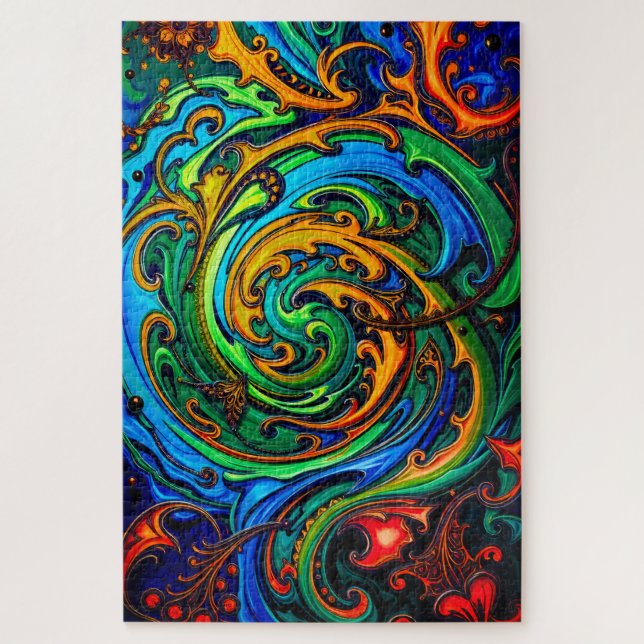 Abstraktes Muster mit Wirbel Puzzle (Vertikal)