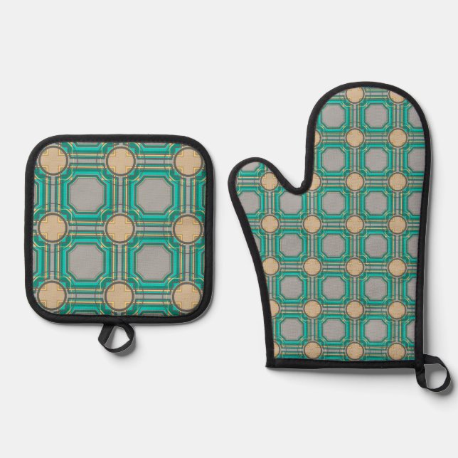 abstraktes Muster Ofenhandschuh & Topflappen-Set (Vorderseite)