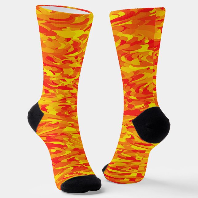 Abstraktes Muster Orange Gelb Socken (Gewinkelt)