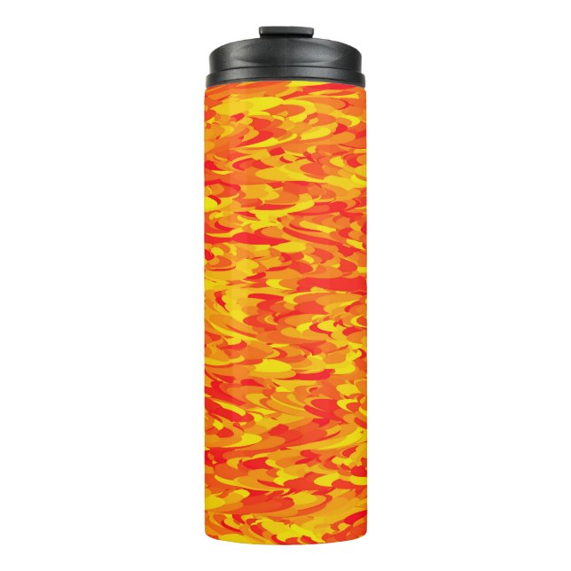 Abstraktes Muster Orange Gelb Thermosbecher (Vorderseite)