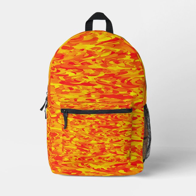 Abstraktes Muster Orange Red Gelb Bedruckter Rucksack (Vorderseite)