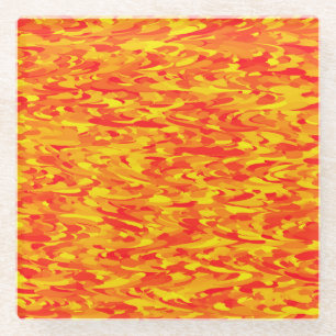 Abstraktes Muster Orange Red Gelb Glasuntersetzer
